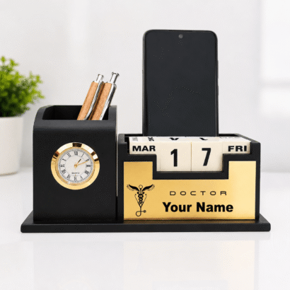 Doctor Desk Organizer with Clock, Mobile Stand & Calendar