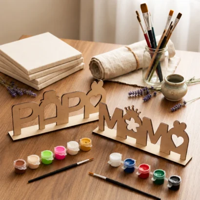 DIY Wooden Papa Mom Painting Kit
