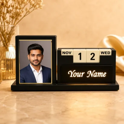 LED Photo Frame Desk Calendar with Name