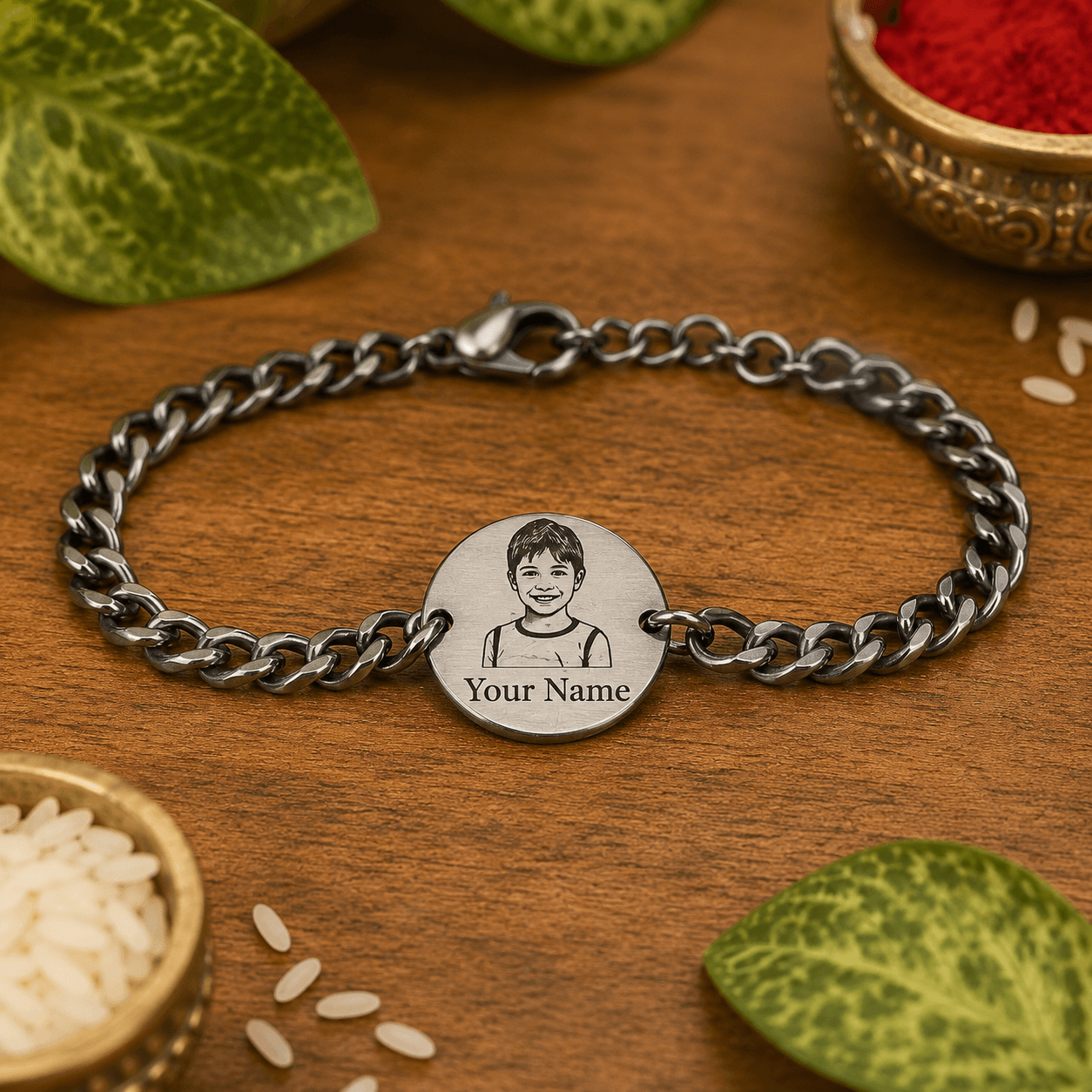 Photo Engraved Rakhi Bracelet