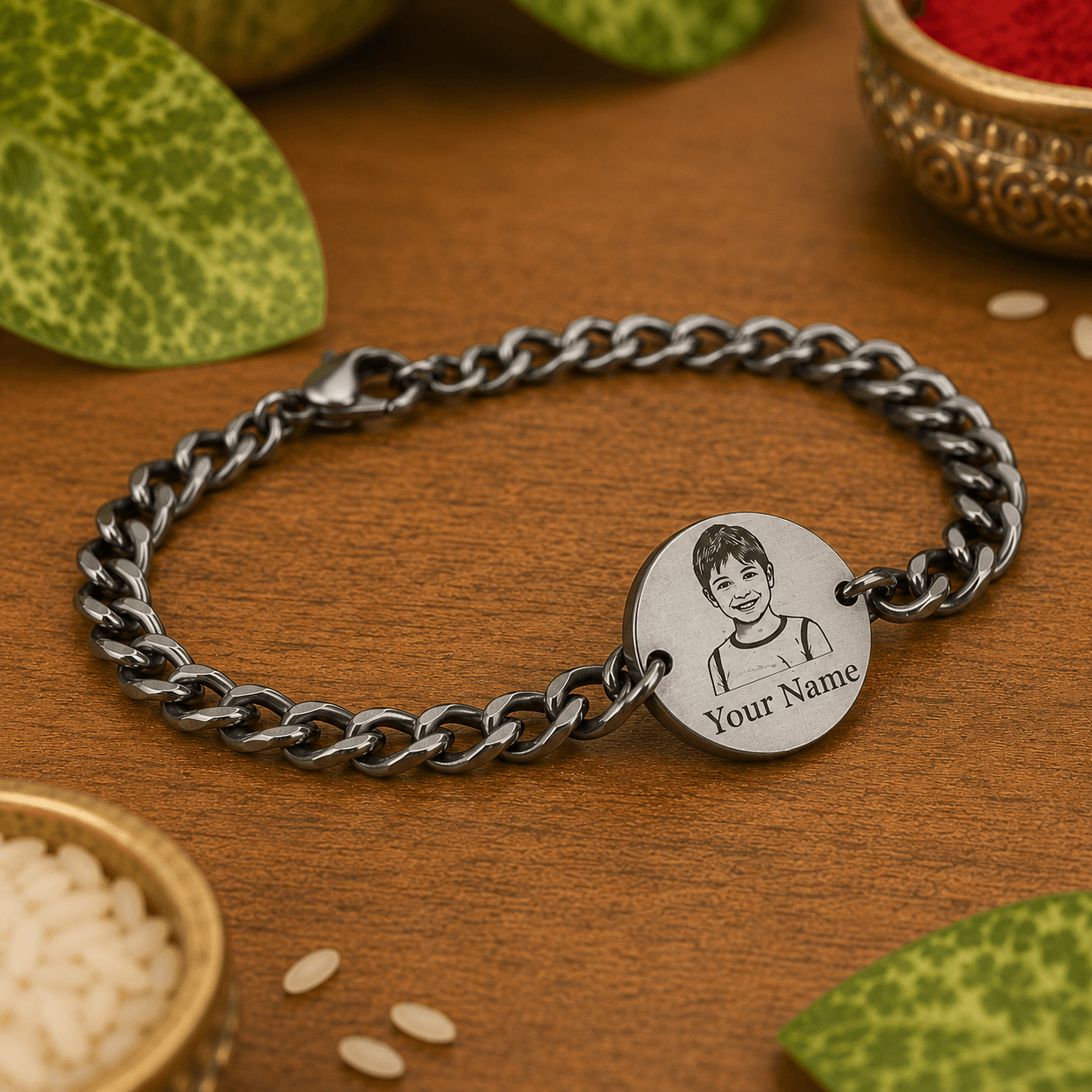 Photo Engraved Rakhi Bracelet - Image 3