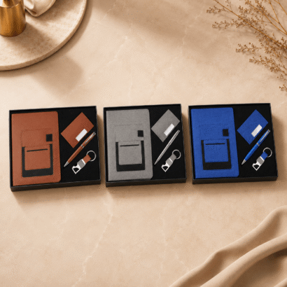 Premium Corporate Gift Set with Diary, Pen, Card Holder & Keychain