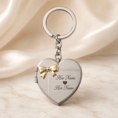 Heart Shape Photo Locket Keychain