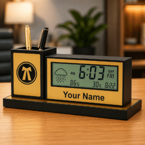 Personalized LED Clock Desk Organizer