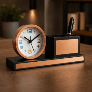 Personalized Analog Clock Desk Organizer