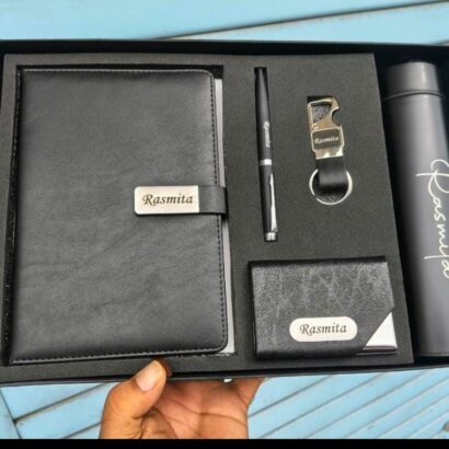 Corporate Gift Set with Diary, Pen, Keychain, Card Holder & Bottle