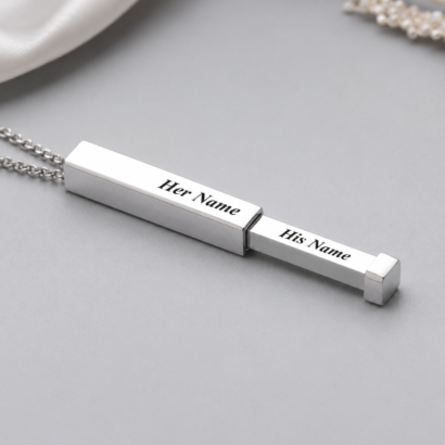 Couple Name Bar Pendant Necklace
