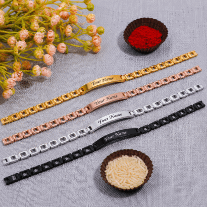 Metal Name Bracelet Rakhi