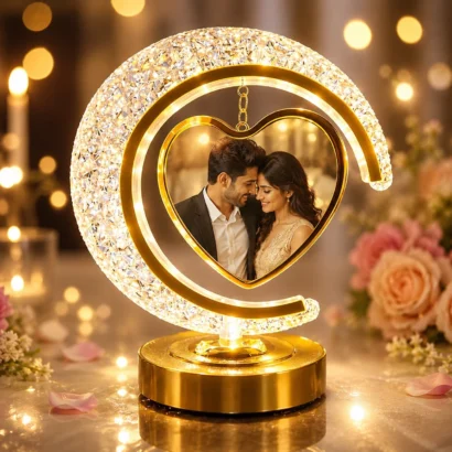 LED Crystal Moon Heart Photo Frame Lamp
