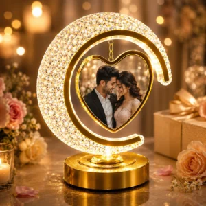 Personalized LED Crystal Moon Heart Photo Frame Lamp