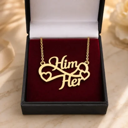 Couple Name Necklace with Gift Box