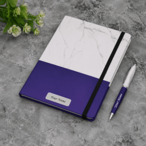 Personalized Marble Diary and Pen Set