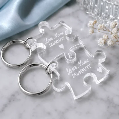 Couple Puzzle Keychain Set