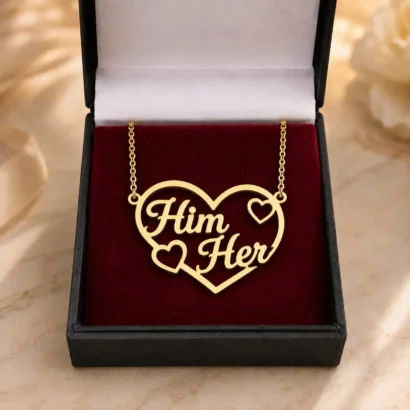 Couple Name Necklace with Gift Box