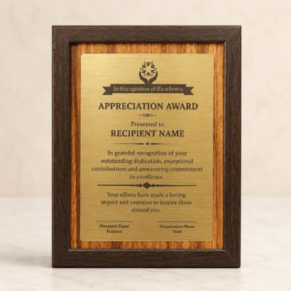 Appreciation Award Plaque