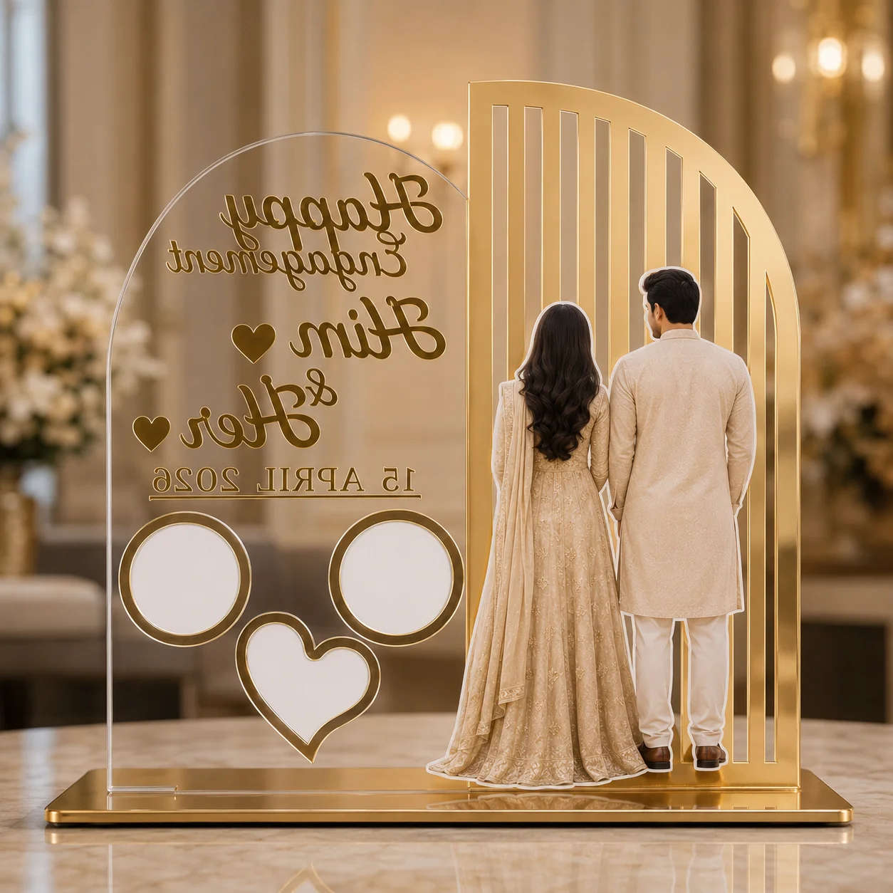Happy Engagement Couple Table Stand - Image 2