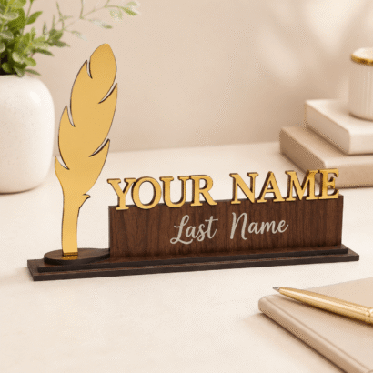 Feather Desk Name Plate