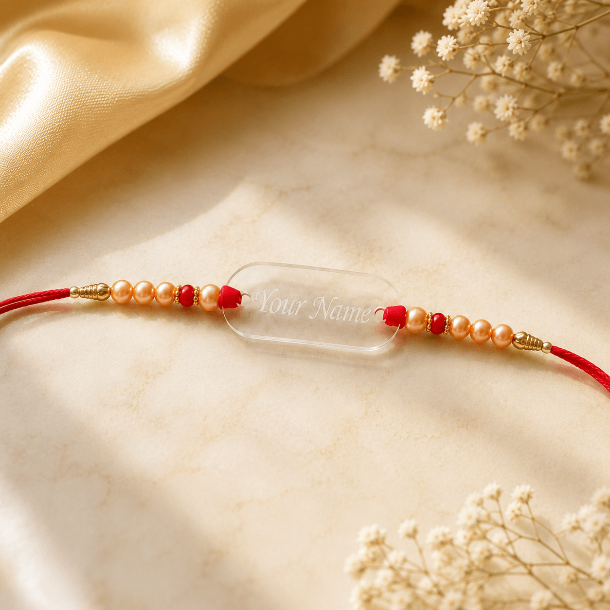 Name Rakhi with Pearl Beads - Image 2