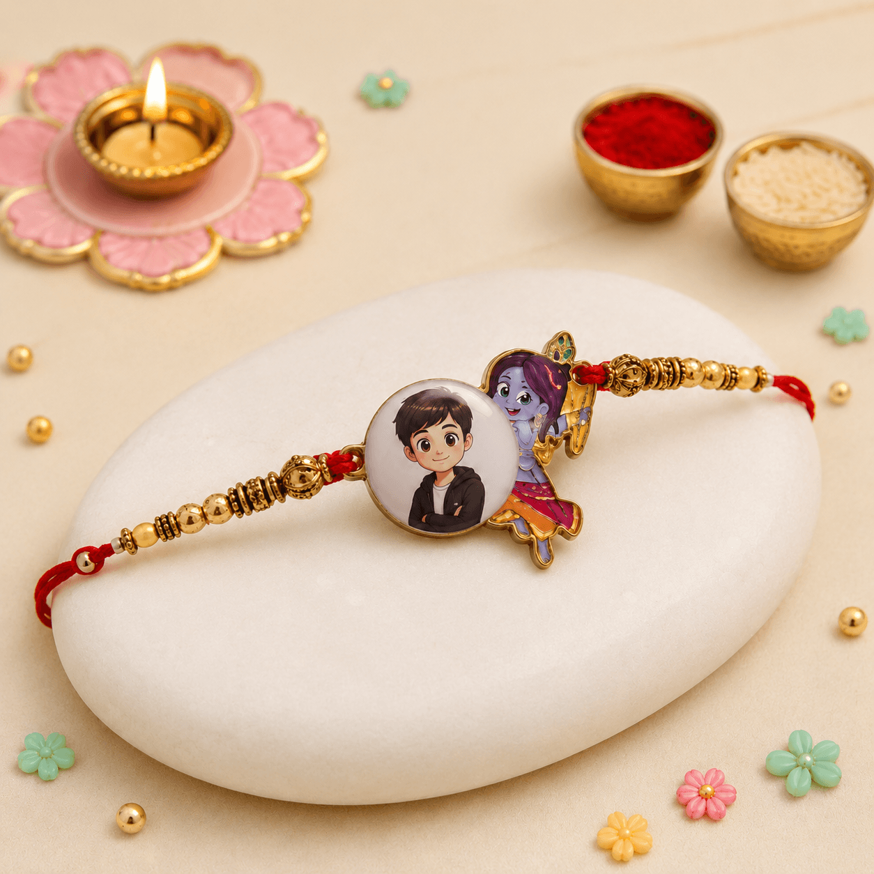Kids Photo Rakhi Kids with Cartoon Krishna - Image 2