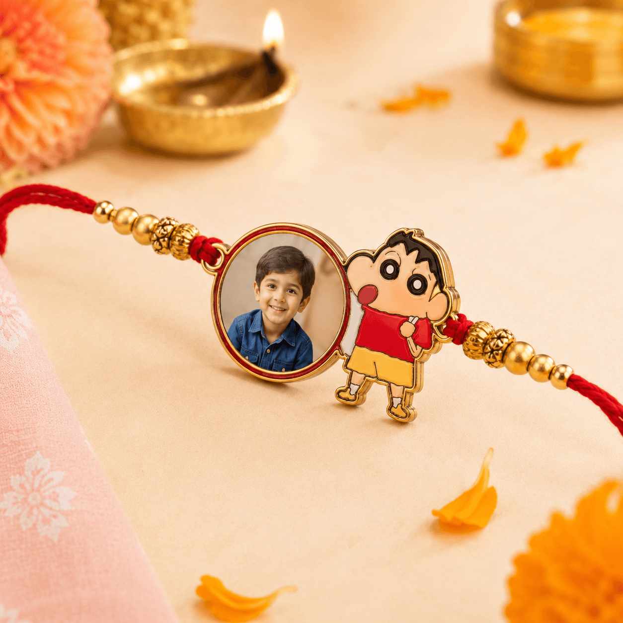 Kids Photo Rakhi with cartoon Sinchen - Image 2