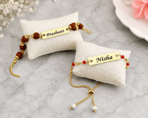 Personalized Bhaiya Bhabhi Name Rakhi Set