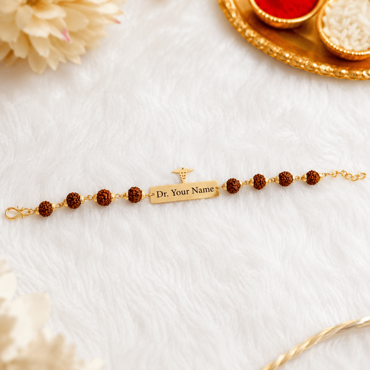 Profession Name Rakhi with Rudraksha Beads - Image 3