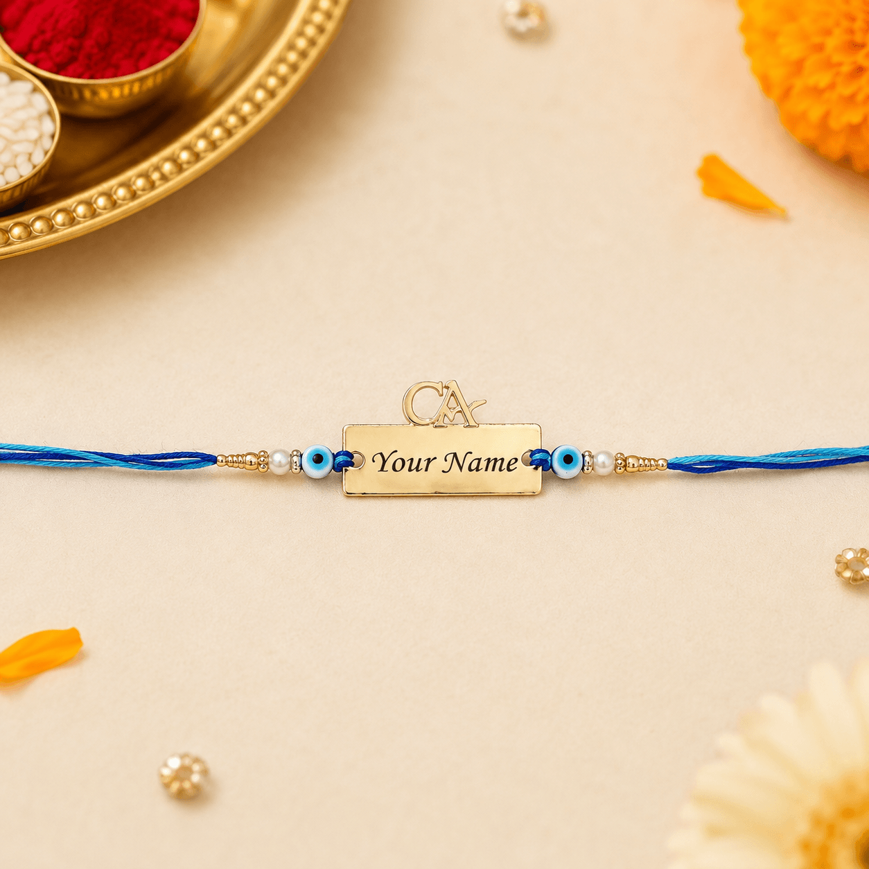 Profession Name Rakhi with Evil Eye Beads - Image 2