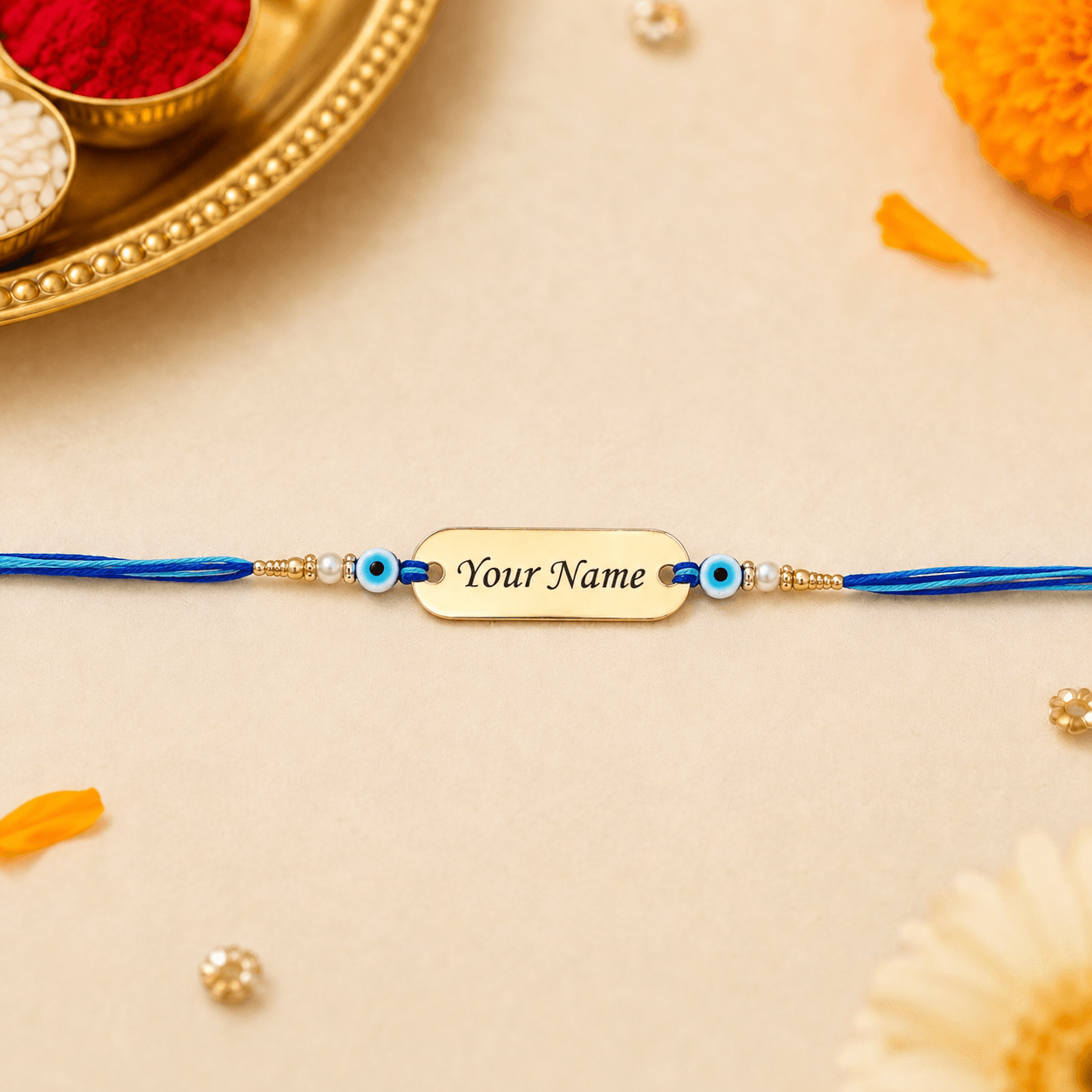 Profession Name Rakhi with Evil Eye Beads - Image 4