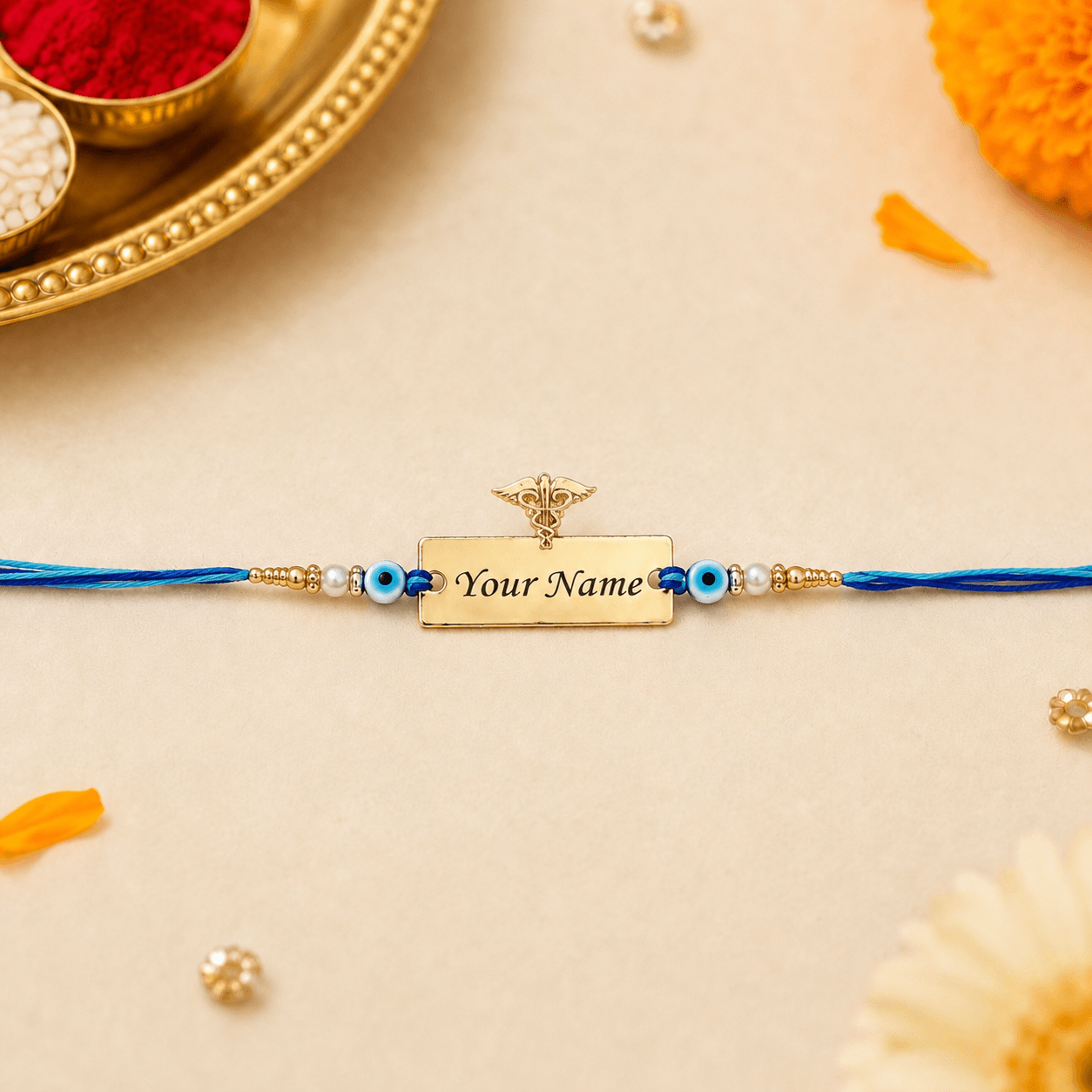 Profession Name Rakhi with Evil Eye Beads - Image 5
