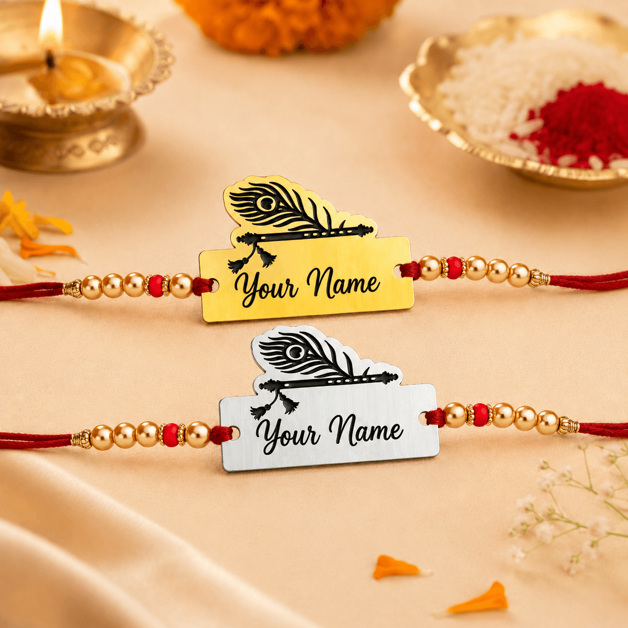 Peacock Feather Name Rakhi