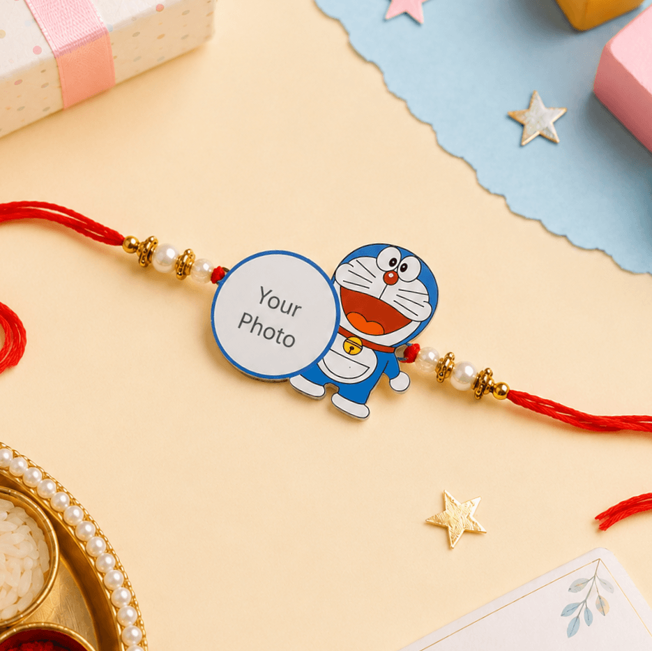 Cartoon Character Doremon Kids Photo Rakhi - Image 2