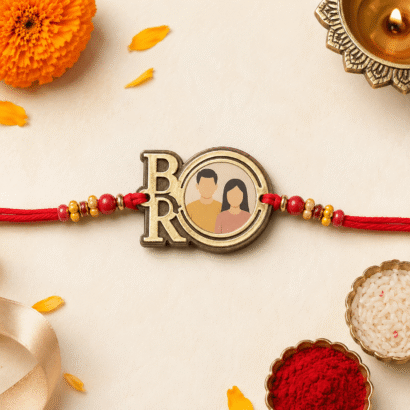 BRO Photo Rakhi with Red Thread