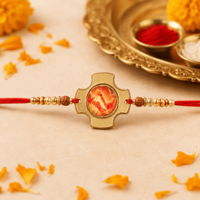Designer Rakhi with Gold Shield Charm