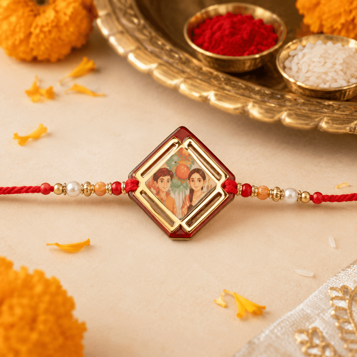 Square Brother-Sister Photo Rakhi