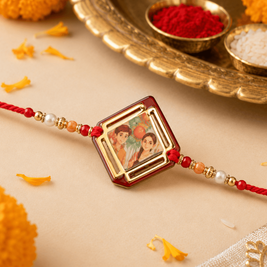 Square Brother-Sister Photo Rakhi - Image 2