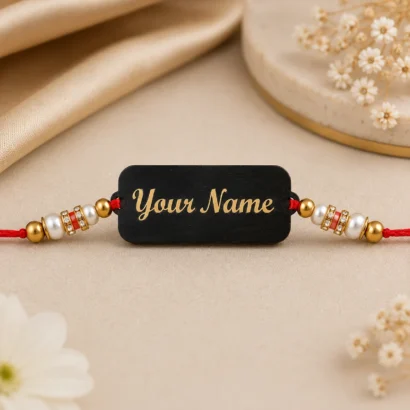 Black & Gold Name Rakhi