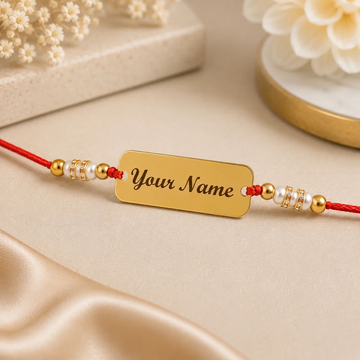 Gold Name Plate Rakhi - Image 3