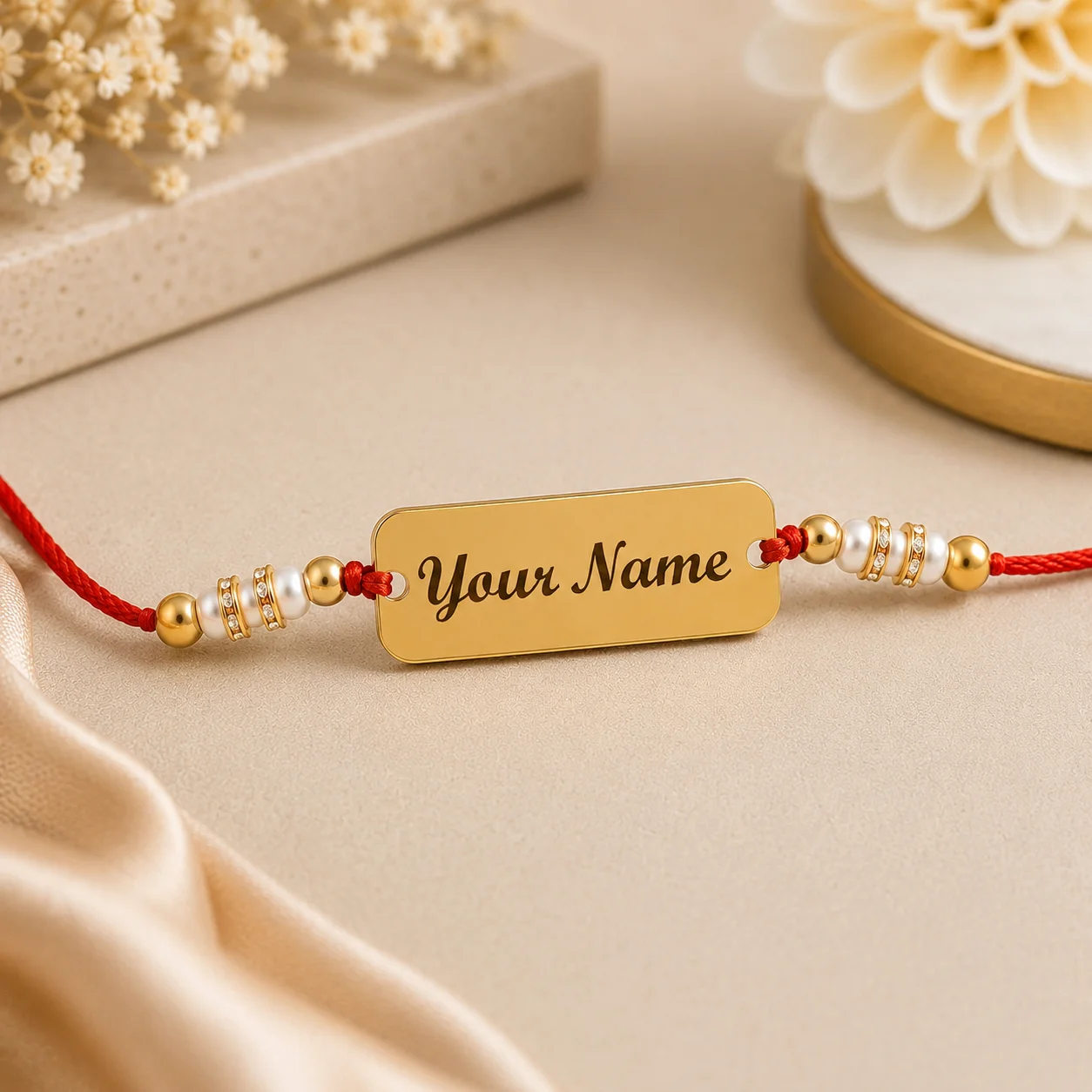 Gold Name Plate Rakhi - Image 2