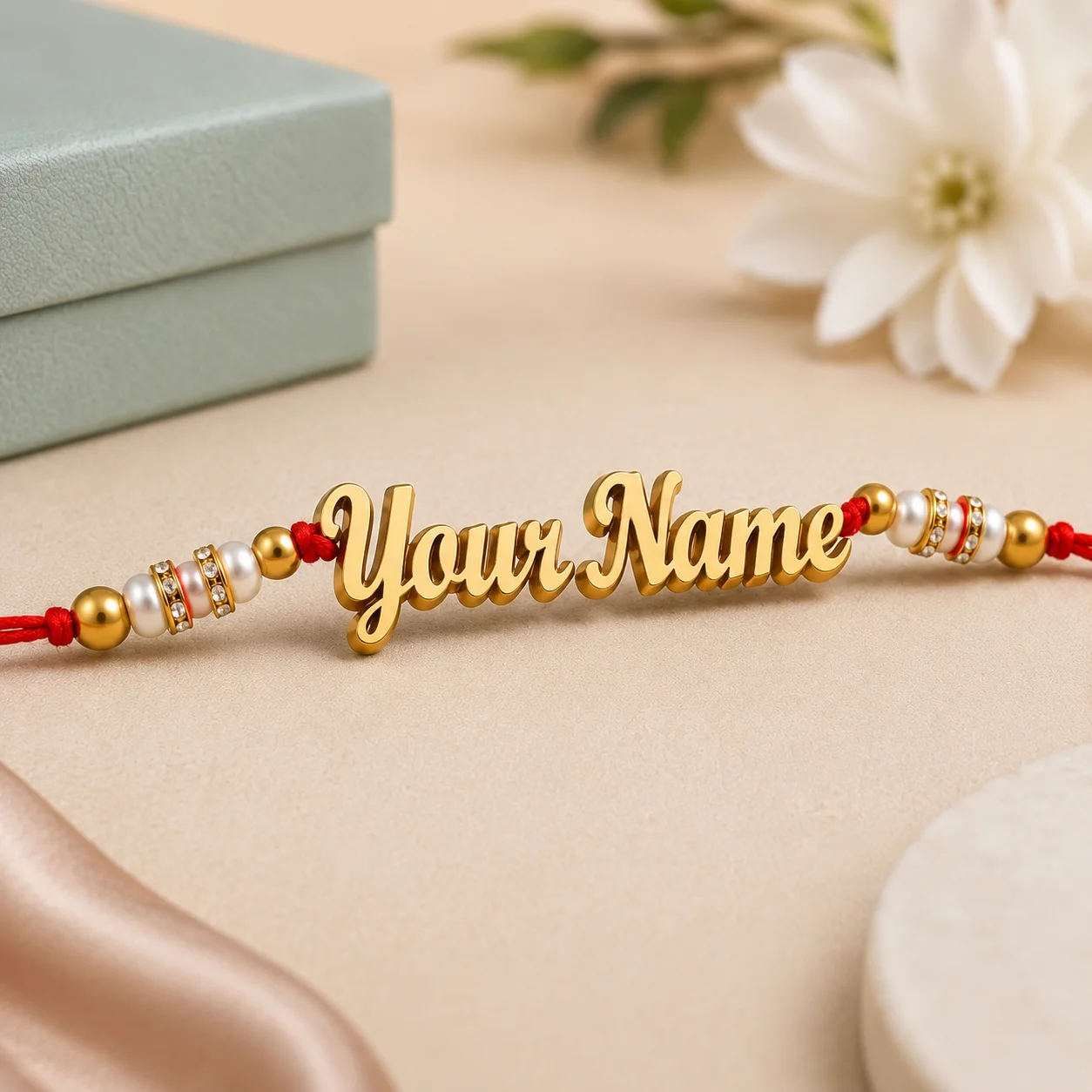 3D Gold Name Rakhi - Image 2