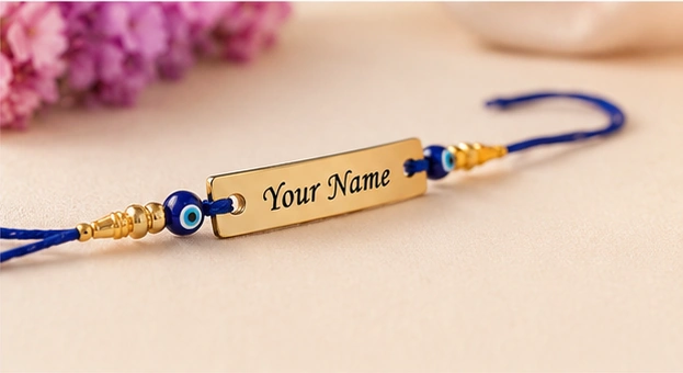 Name Rakhi with Evil Eye Beads - Image 3