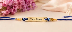 Personalized Evil Eye Name Rakhi With Blue Thread