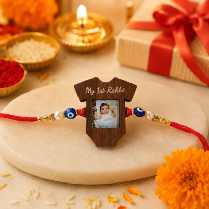 Personalized My First Rakhi Wooden Photo Rakhi for Baby Brother
